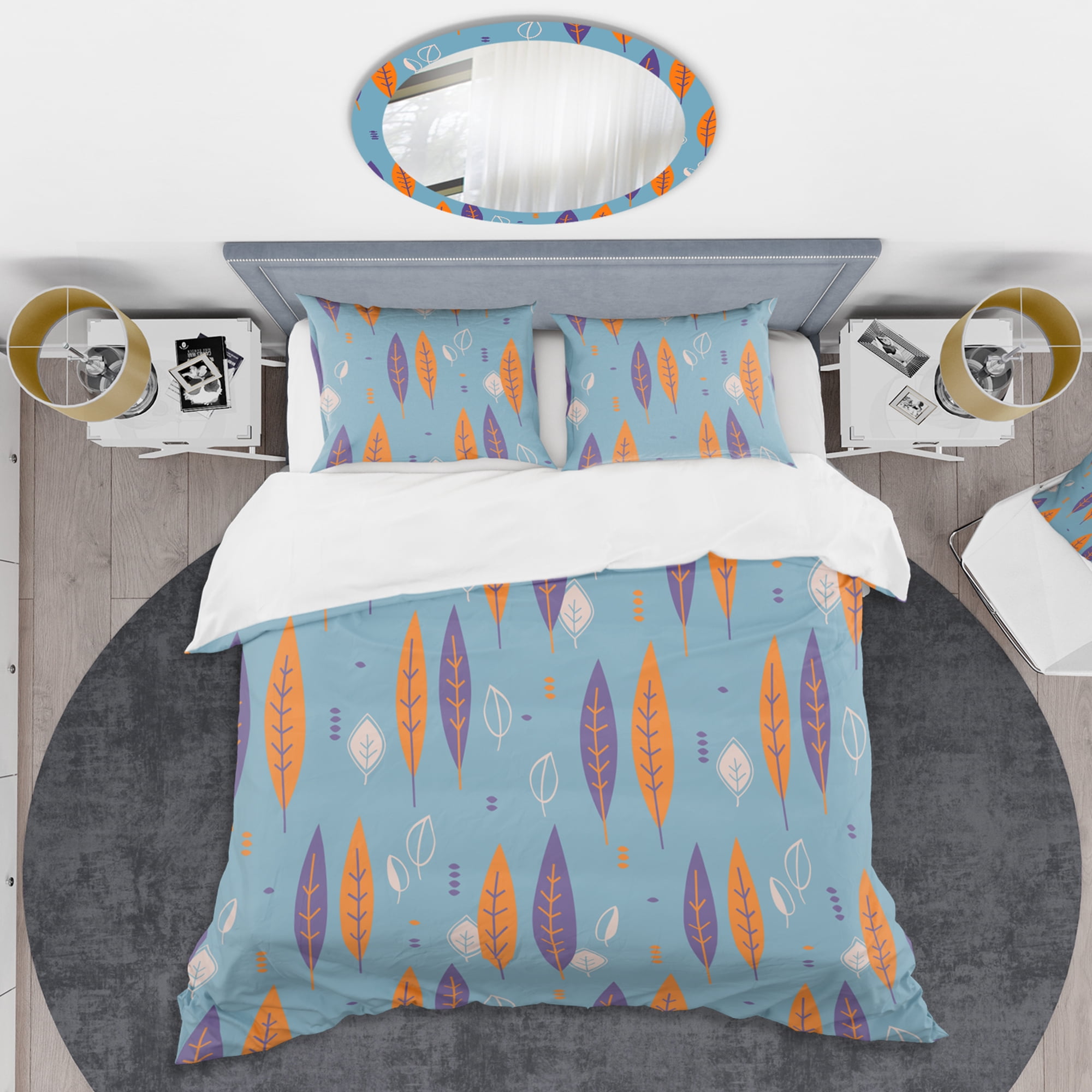 Designart 'Floral Retro Botanical Pattern II' Mid-Century Modern Duvet Cover Set