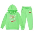 thumbnail image 4 of Hooded Sweatsuit Girls - Child Toddler Boys Girls Long Sleeve Solid Warm Hoodie Pullover Tops Pants Kids Outfits Sweat Suit (Light Green,2-3 Years ), 4 of 4