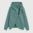 thumbnail image 2 of Half Zip Pullover Hoodie for Women Fall Winter Long Sleeve Irregular Hem Sweatshirt Color: Green Size: S, 2 of 3