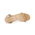 thumbnail image 4 of BLISSFUL STEP Women's Sandals Block Heels Slingback Buckle Woven Sandals Nude 7, 4 of 7