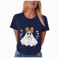 thumbnail image 4 of TOWED22 Halloween Shirts for Women Cute Ghost Graphic Tees Fall Crewneck Short Sleeve Costumes Autumn Party Graphic T-Shirt(Navy,L), 4 of 8