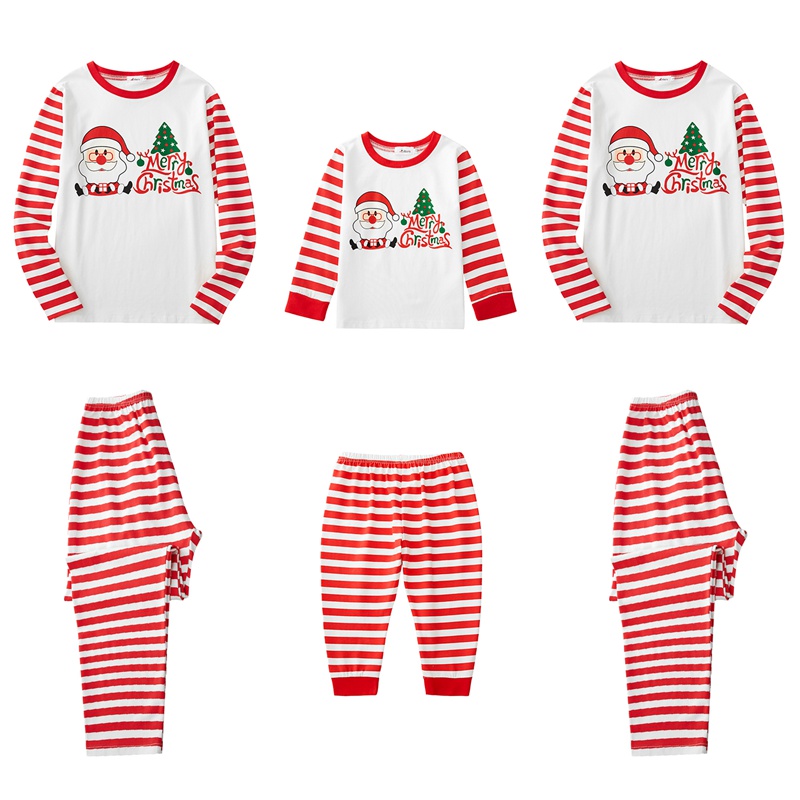 Fymall Christmas Family Parentchild Suit Stripes Printing Pajamas Suit