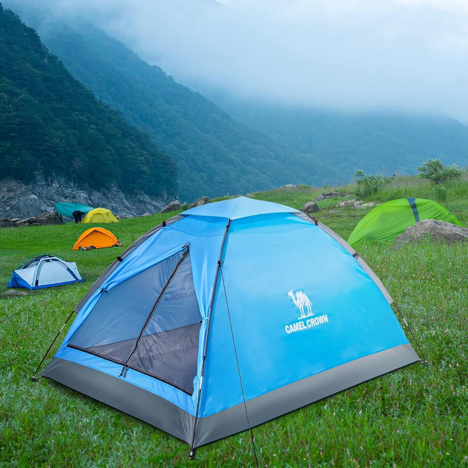 Camping Tent with Removable Rain Fly, Easy Setup Outdoor Tents Water Resistant Lightweight Portable for Family Backpacking Camping Hiking Traveling