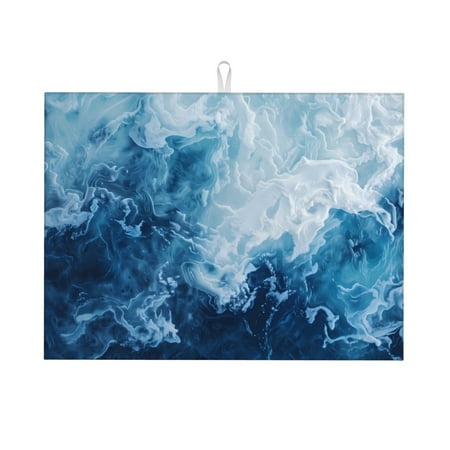 

Cauagu Dish Drying Mat 24*18 inch Absorbent Dish Drainer Kitchen Counter Dish Drying Pad for Countertops Sinks Draining Racks( Abstract Ocean Waves)