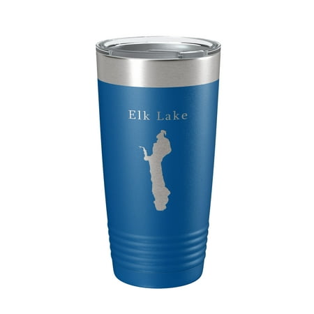 

Elk Lake Map Tumbler Travel Mug Insulated Laser Engraved Coffee Cup Michigan 20 oz Royal Blue