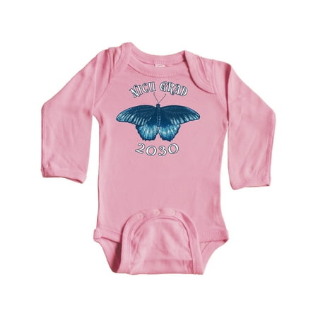 

Inktastic NICU Grad 2030 with Blue Butterfly Gift Baby Boy or Baby Girl Long Sleeve Bodysuit