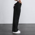 thumbnail image 6 of Eltusu Girls Jeans with Pockets, Wide Leg Solid Color Loose Fit Elastic Waist Denim Pants Black Size 8-9 T, 6 of 7