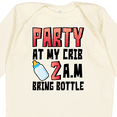 thumbnail image 4 of Inktastic Party at My Crib 2 A.m. Bring Bottle Baby Humor Boys or Girls Long Sleeve Baby Bodysuit, 4 of 5