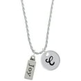 thumbnail image 1 of Delight Jewelry Silvertone Joy Silvertone Script Initial Disc - C - Charm Necklace, 20"+3", 1 of 4