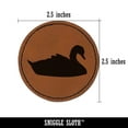 thumbnail image 2 of Swan Swimming Solid 2.5" Faux Leather Round Engraved Iron-On Patch - Brown, 2 of 6