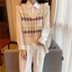 thumbnail image 1 of Chaleco de punto con cuello en V para mujer, chaleco holgado informal, chaleco de punto sin mangas a cuadros Retro para uso diario y de fiesta, primavera y otoño, 1 of 8