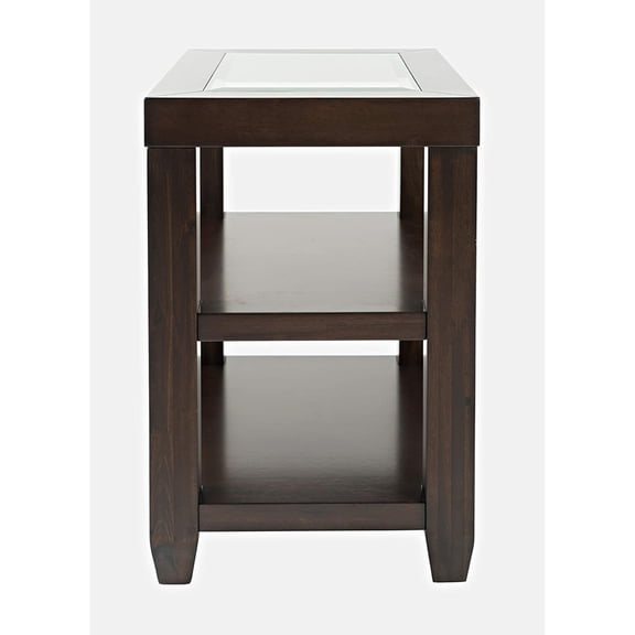 Jofran Urban Icon Contemporary Glass Inlay Chair Side End Table with Storage