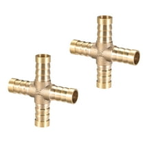 10mm or 3/8" ID Brass Barb Splicer Fitting 4 Ways Brass Cross Barb Fitting Air Gas Water Fuel,2pcs