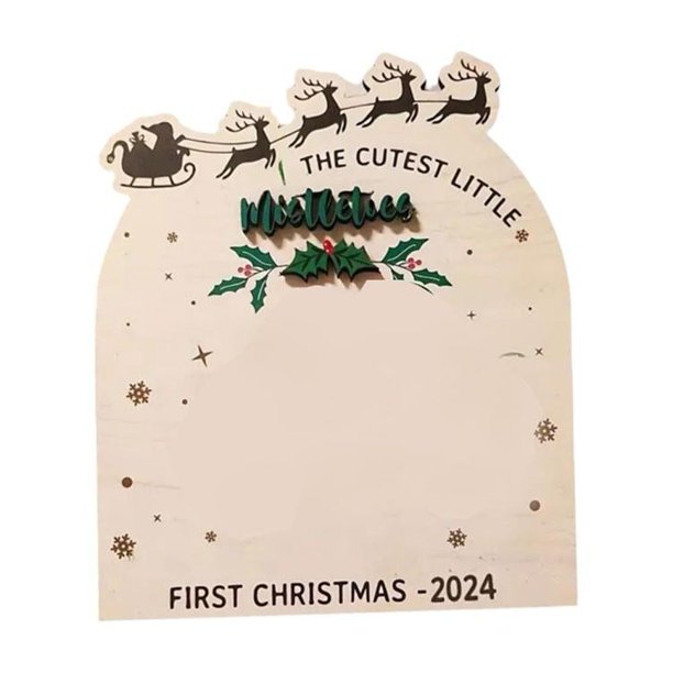 SGACAI Huella de madera para el primer bebé hecha a mano para Navidad, tarjeta de hito, adorno colgante rústico navideño, huella de bebé decorativa para sesión de fotos de baby shower