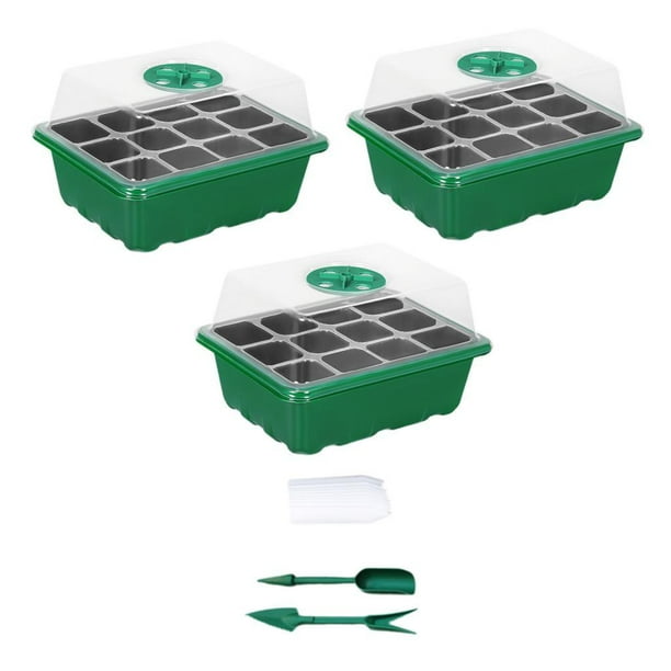 Bandeja de arranque de semillas 12 hoyos de para alféizares de ventana de microgreens 3 piezas