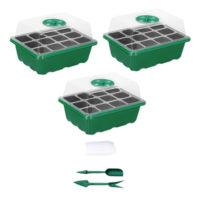 koolsoo Seed Starter Tray 12 Holes Growing Tray for Microgreens Windowsills Terraces 3Pcs