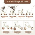 thumbnail image 2 of 7 in 1 Baby Tricycle, Foldable Toddler Tricycle with Removable and Adjustable Parent Handle, Toddler Push Bike with Removable Pedal, Canopy, and Guardrail, Tricycle for 12-72 Months, ivory and brown, 2 of 18