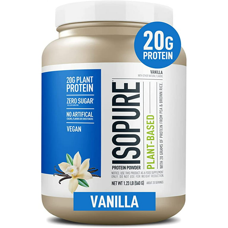 bundt dans Uheldig Isopure, Plant-Based Protein, 20 g Pea & Brown Rice Protein Powder,  Vanilla, 1.23 lb, About 20 Servings - Walmart.com