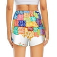 thumbnail image 2 of Lsque USA MAP Printed Women's Running Shorts with Liner Pockets,Elastic Quick Dry Workout Athletic Gym Yoga Shorts,Womens High Waist Shorts-Small, 2 of 9