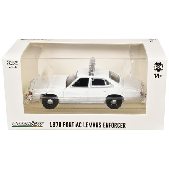 1976-77 Pontiac LeMans Enforcer White with Light Bar "Hot Pursuit - Hobby Exclusive" Series 1/64 Diecast Model Car by Greenlight