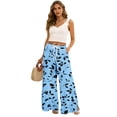 thumbnail image 6 of Women's 2026 Boho Print Wide Leg Pants Elastic Waist Flowy Beach Palazzo Lounge Trousers Dark Blue S, 6 of 7