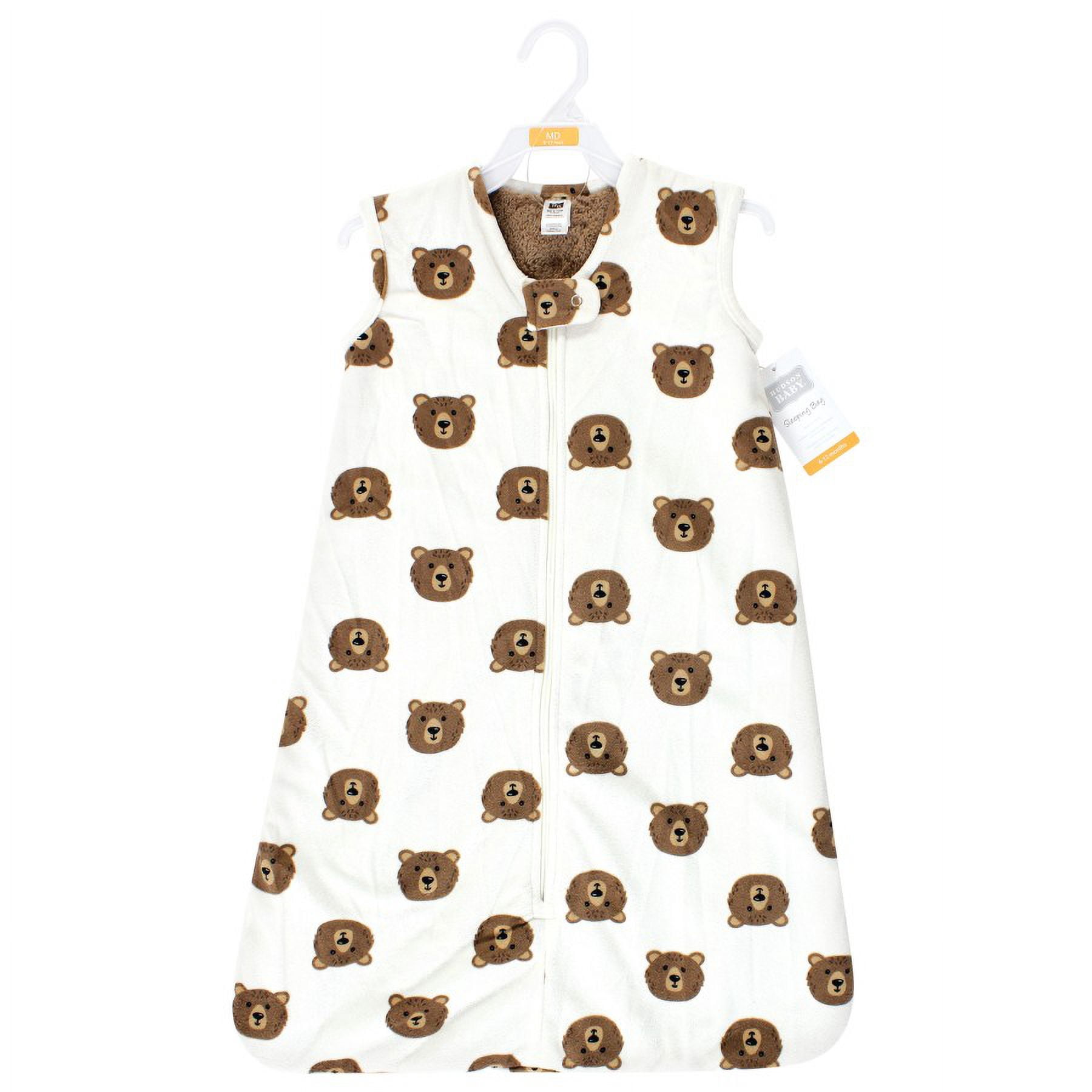 Hudson Baby Infant Boy Plush Faux Fur Sleeping Bag, Wearable Blanket, Brown Bear, 6-12 Months