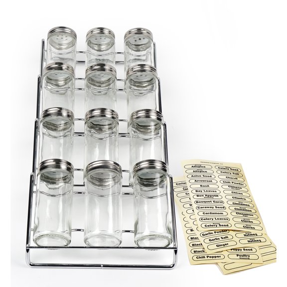 RSVP In-Drawer Spice Rack W 12 Jars   Labels