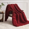 thumbnail image 2 of Chunky Knit Throw Blanket, 60''*80'' Knitted Throw Chenille Blankets for Bed Couch, Handmade Red Crochet Blanket Big Thick Blanket, Machine Washable Cute Comfy Blanket for Home Decor, 2 of 15