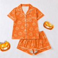 thumbnail image 7 of Summer Sales Womens Pajama Sets Satin Funny Pumpkin Print Fall Matching Loungewear Halloween Pajama Sets for Women 2 Piece, 7 of 7