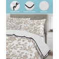 thumbnail image 4 of Khaki Flower Twin XL Size Down Alternative Comforter, Lightweight Comforter Quilt Bedding Set with Pillow Shams Vintage Farmhouse Boho Leaf Spring Plant All Seasons Bed Comforter Duvet Insert 68"x98", 4 of 7