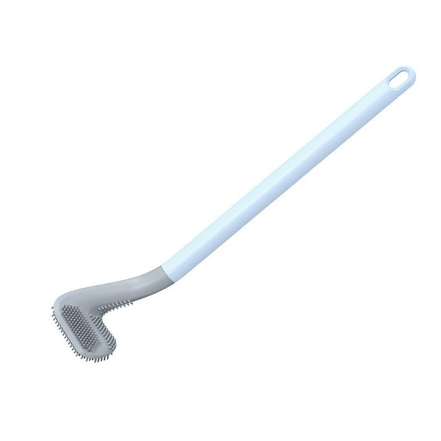 Wosthever Cepillo de silicona para inodoro de Golf, cepillo de limpieza de inodoro sin muertos, herramienta de WC de mango largo, Suministros de limpieza para el hogar Azul