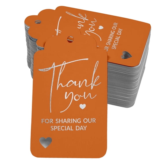 Inkdotpot Silver Foil Paper Hang Tags ThankYou For Sharing Our Special Day Bridal Shower-Baby Shower-Retirement-Wedding-Birthday Favor Tags 100 Pack