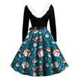 thumbnail image 3 of Holloyiver Women’s Dresses Summer 2023 Swing Dress Long Sleeve Christmas Printed Patchwork Furry V-Neck Draw BackRetro Dress S-2XL, 3 of 3