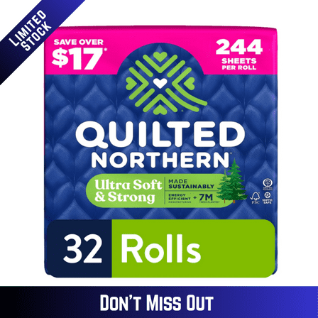 Quilted Northern Ultra Soft & Strong 2-Ply Toilet Paper, 244 Sheets per Roll, 32 Count