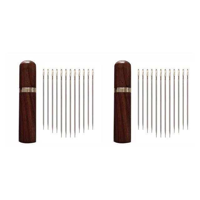 Bearachild Juego de agujas de coser de 12 Uds., caja de almacenamiento de agujas portátil de Natural, cilindro de almacenamiento de agujas para el 1# 2piezas Bearachild CBP151794