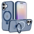 thumbnail image 1 of Asuwish Phone Case for iPhone 17 6.3 inch Tempered Glass Screen Protector Magnetic Folding Stand Frosted Translucent Rugged Shockproof Protective Cell Cover i Phone17 i17 17Case Women Men Blue, 1 of 6