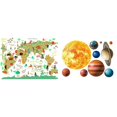 thumbnail image 1 of 2PCS Cartoon Animals World Map Wall Stickers DIY Wallpaper with Solar System Planet Wall Stickers, 1 of 10
