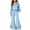 Sky Blue, variant on Szluipve 2 Piece Sets for Women Half Zip Hooded 2 Piece Tracksuit Set Long Sleeve Pullover Hoodie Top & Ruffle Hem Flare Wide Leg Pants Casual Loungewear Outfit with Pockets White XL