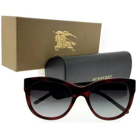 Burberry BE4156-33228G-53 Oval Women's Red Frame Grey Lens Genuine Sunglasses