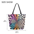 thumbnail image 5 of FORMRS Womens Canvas Tote Bag with Zipper Inner Pocket Shoulder Handbag, Beige Wavy Plaid, 5 of 7