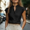 thumbnail image 2 of hlysgo Women's Dressy Casual Tops Business Work Blouses Cap Sleeve V Neck Tshirt Black,3xL, 2 of 6