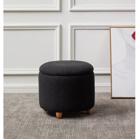 SAFAVIEH Couture Mariabella Modern Boucle Ottoman with Storage, Black