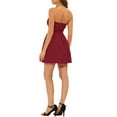 thumbnail image 3 of INSPIRE CHIC Women's Dress Sweetheart Neck Strapless Exposed Zipper Mini Flare Dress M Wine Red, 3 of 6
