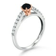 thumbnail image 3 of Gem Stone King 10K White and Rose Gold Black Onyx and White Lab Grown Diamond Engagement Ring for Women (0.31 Cttw, Gemstone December Birthstone, Round 3.5MM, Size 9), 3 of 4