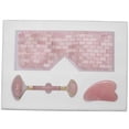 thumbnail image 2 of Almohadilla para ojos de cuarzo rosa, rodillo para masaje facial, tablero raspador, conjunto de Jade Natural, suministros hechos a mano, 2 of 8
