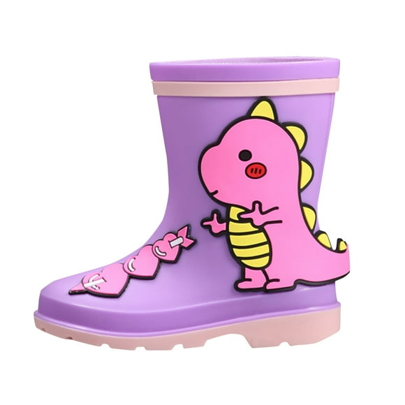 jovati Waterproof Boots for Girls Children Infants Baby Boys Girls Cartoon Waterproof Dinosaur Rain Boots Shoes