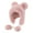 Pink, variant on HUANLEDASH Winter Hat with Integrated Scarf Bear Ear Decor Thick Faux Mink Hair Full Protection Knitted Elastic Pure Color Headwear Outdoor Activities Cap