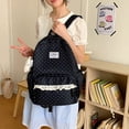 thumbnail image 4 of Sweet Polka Dot Backpacks Large Capacity Cute Lace Trim Backpack Soft Nylon Schoolbag Outdoor Travel Trip Backpack (Black), 4 of 12