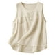 thumbnail image 1 of Top versátil holgado con cuello redondo y tirantes para mujer - Blusa informal de lino bordada, 1 of 3