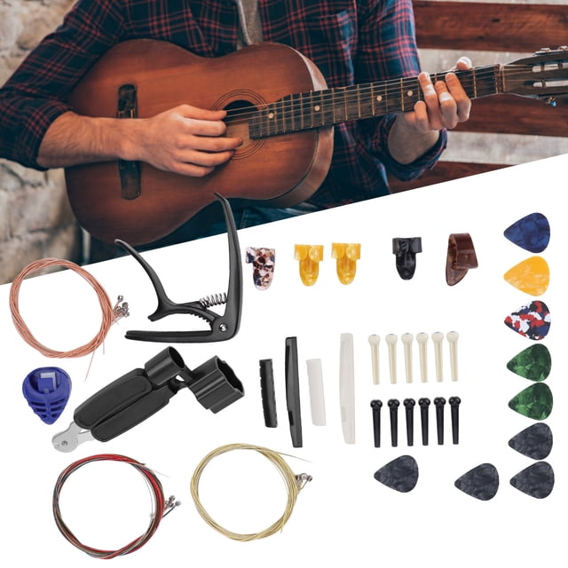 Guitar String Replacement Kit, Guitar Accessories Kit Guitar Playing Tool for Folk Guitar for Acoustic Guitar for Ukulele